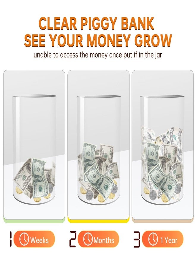AIPOR Clear Piggy Bank for Adults Kids Must Break to Open,Unopenable Acrylic Clear Piggy Bank Money Saving Box Birthday Gift for Boys Girls,Size 10" H x 6" Diameter (Large) - Image 3